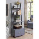 Convenience Concepts American Heritage Ladder Bookshelf with File Drawer 24.75" - Classic Living Room Bookcase with Filing Cabinet for Traditional, Modern, Farmhouse Office, Den, Gray Thumbnail - 1