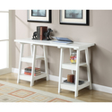Black Double Trestle Desk with Shelves and Computer Space - Convenience Concepts Thumbnail - 1
