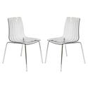 Transparent Plastic Dining Chairs Set of 2 Blue Chrome Legs - LeisureMod Thumbnail - 1
