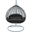 Leisuremod Recluse Collection Modern Outdoor Swing Chair Grey Frame with ES57 Black Cushion Thumbnail - 1