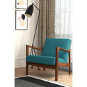 Turquoise Polyester Lounge Chair with Medium Brown Wooden Frame Thumbnail - 1