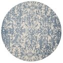 Vintage Wool Pile Round Rug - Ivory Blue Traditional Design 6' x 6' - Safavieh Thumbnail - 1