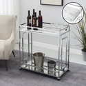 Convenience Concepts Town Square Chrome Faux Marble Mirrored Bar Cart with Shelf Thumbnail - 1