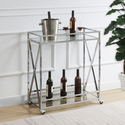 Convenience Concepts Oxford Chrome Glass Bar Cart with Shelf Thumbnail - 1
