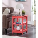 HomeStock Modern End Table with Coral Finish, Octagon Side Cutouts, Three Tiers of Shelving, and Easy Assembly for Living Room Decor Thumbnail - 1