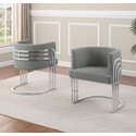 Best Quality Furniture Teddy Fabric Dining Chair with Chrome Accent (Set of 2) Thumbnail - 1