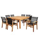 Teak Square Dining Set Black Sling Chair 9 Piece Amazonia Sunset View - International Home Miami Thumbnail - 1