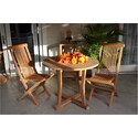 Indonesian Teak Outdoor Dining Set with Round Table & Folding Chairs Thumbnail - 1