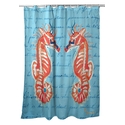 Betsy Drake Interiors Coral Seahorse Shower Curtain Thumbnail - 1