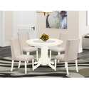 5 Piece Dinette Set - Round Table & 4 Cream Chairs Thumbnail - 1
