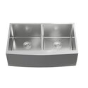 Elegant Kitchen and Bath Stainless Steel farmhouse double sink L33'' x W21'' x H10" Thumbnail - 1