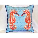 Small Blue Coral Sea Horses Indoor/Outdoor Pillow 12x12 - Betsy Drake Interiors Thumbnail - 1
