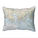 Nautical Map Indoor/Outdoor Corded Pillow with Artwork on One Side Thumbnail - 1