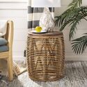 Modern Rattan Drum Stool Coffee Table - Safavieh Thumbnail - 1