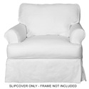 Water-Resistant T-Cushion Chair Slipcovers White Washable Fabric Thumbnail - 1