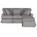 Gray Reversible Chaise Sleeper Sofa Queen Memory Foam Mattress Thumbnail - 1