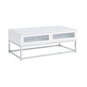 Picket House Furnishings Modern Coffee Table with LED - Glossy White & Chrome Base Thumbnail - 1