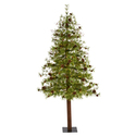 HomeStock 6-Foot Alpine Artificial Christmas Tree with 150 Clear Multifunction Lights and Pine Cones on Trunk - Perfect for Festive Holiday Decor Thumbnail - 1