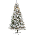Nearly Natural 8ft. Flocked White River Mountain Pine Artificial Christmas Tree with Pinecones and 500 Clear LED Lights - Thumbnail 1
