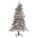 Nearly Natural 6ft. Flocked Montana Down Swept Spruce Artificial Christmas Tree with 250 Clear LED Lights - Thumbnail 1