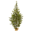 Nearly Natural 6ft. Fraser Fir Look Artificial Christmas Tree with 250 Clear LED Lights, a Burlap Base and 1243 Bendable Branches Thumbnail - 1