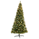 Nearly Natural 10ft. Frosted Swiss Pine Artificial Christmas Tree with 850 Clear LED Lights and Berries Thumbnail - 1