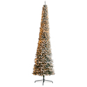 Nearly Natural 11ft. Flocked Pencil Artificial Christmas Tree with 850 Clear Lights and 1435 Bendable Branches - Thumbnail 1
