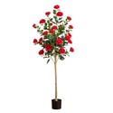 Nearly Natural 5ft. Artificial Red lia Rose Tree Thumbnail - 1
