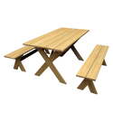 Rustic Wooden Picnic Table Set with Compact Storage and X-Frame Legs Thumbnail - 1