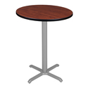 Regency Cain Cafe High 30" Round X-Base Table- Cherry/ Grey Base Thumbnail - 1