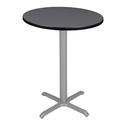 Regency Cain Cafe High 30" Round X-Base Table- Grey/ Grey Base Thumbnail - 1