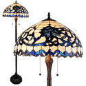 Warehouse of Tiffany Rexi 18-inch Blue/White Flower Design Glass/Bronze -Style Floor Lamp Thumbnail - 1