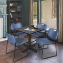 Grey Square Breakroom Table & Blue Stack Chairs Set 30 4 Seat - Regency Seating Thumbnail - 1