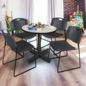 Round Office Table & 4 Stack Black Chairs, Maple Top, 30 Diameter - Regency Seating Thumbnail - 1