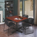 48 Square Breakroom Table Cherry Wood & Black Stack Chairs Set - Regency Seating Thumbnail - 1