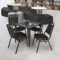 Regency Kahlo 36 in. Square Breakroom Table- Grey Top, Black Base & 4 Restaurant Stack Chairs- Black Thumbnail - 1