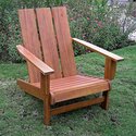 Weather-Resistant Acacia Wood Adirondack Chair Large Square Back Design Thumbnail - 1