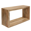 52" Cube Shape Mango Wood Console Table with Bottom Shelf, Natural Brown Thumbnail - 1