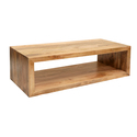 The Urban Port Keli 58 Inch Mango Wood Coffee Table, Open Cube, 1 Shelf, Natural Brown Thumbnail - 1