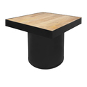 The Urban Port 21 Inch Wooden Side Table with Block Metal Base, Brown and Black Thumbnail - 1