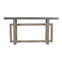 The Urban Port 59 Inch Artisan Sideboard Console Table with Geometric Interlocked Base, Distressed Matte Gray Thumbnail - 1