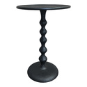 The Urban Port Shae 22 Inch Round Side End Table - Matte Black Aluminum Cast, Hammered Texture, Turned Pedestal Post Thumbnail - 1