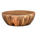 Distressed Mango Wood Round Coffee Table Thumbnail - 1