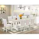 9-Pc Wooden Dinette Set with Linen White Finish and 8 Chairs Thumbnail - 1