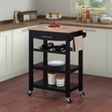 Convenience Concepts Ellaine 4 Tier Butcher Block Kitchen Cart with Drawer and Wine Rack Thumbnail - 1