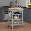 Convenience Concepts Ellaine 4 Tier Butcher Block Kitchen Cart with Drawer and Wine Rack Thumbnail - 1