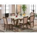 7 Piece Dinette Set - Linen White Table & Dark Khaki Chairs Thumbnail - 1
