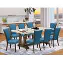 9-Piece Dining Set - Table & 8 Linen Chairs - East West Furniture Thumbnail - 1