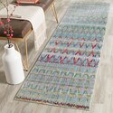 Light Blue Multi Color Small Rectangle Rug 8'x2'3 Transitional Polyester - Safavieh Thumbnail - 1