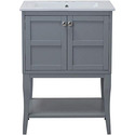Elegant Decor 2 Doors Cabinet 24 In. X 18 In. X 34 In. In Grey Thumbnail - 1
